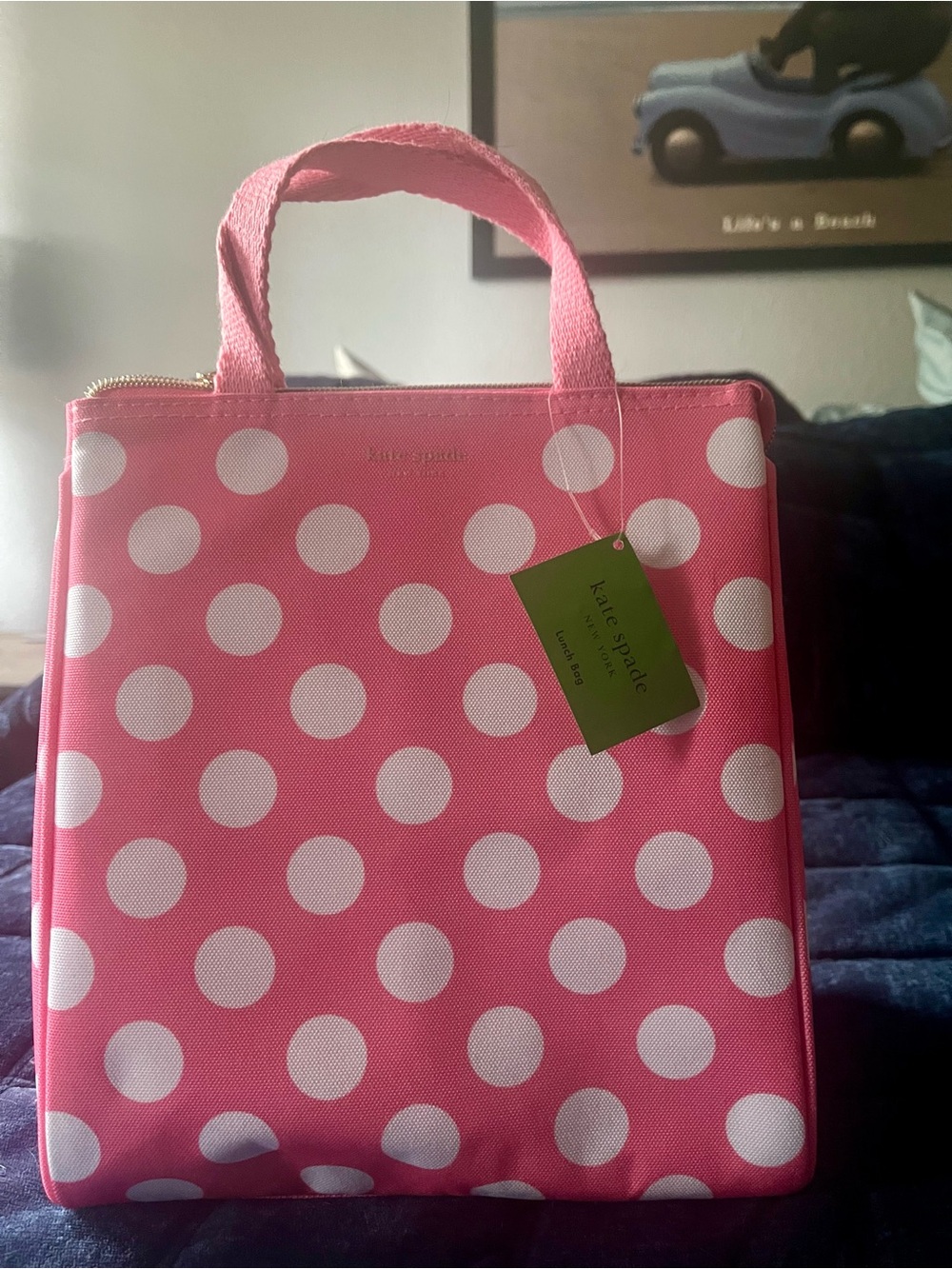 Kate Spade Pink Polka Dot Lunch Tote Bag